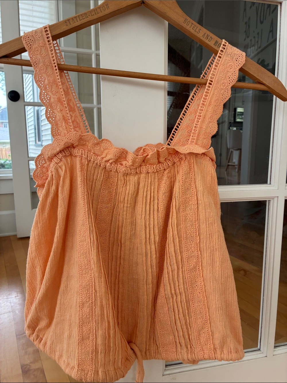 Free People Peach Lace-Trim Sleeveless Summer Top